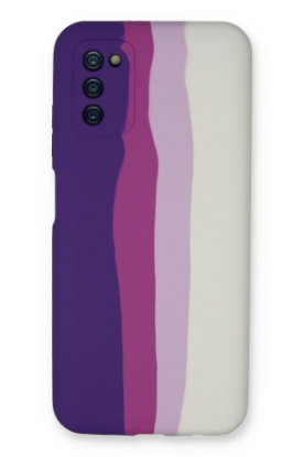 Newface Samsung Galaxy A03S Kılıf Ebruli Lansman Silikon - Mor-Beyaz resmi