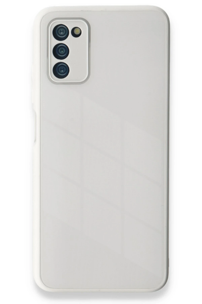 Newface Samsung Galaxy A03S Kılıf Glass Kapak - Beyaz resmi