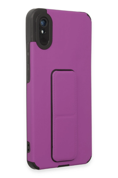 Newface Xiaomi Redmi 9A Kılıf Mega Standlı Silikon - Mor resmi