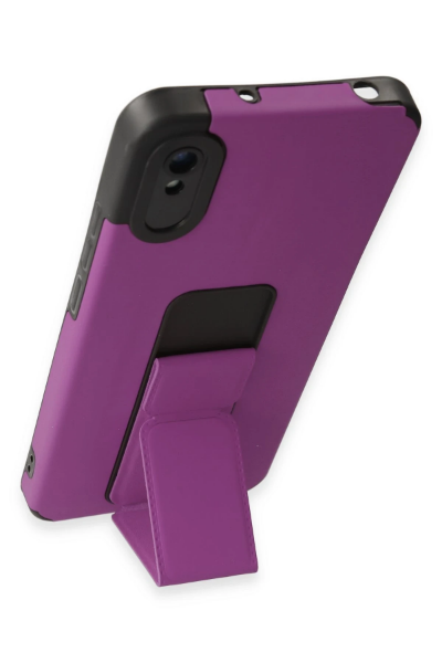 Newface Xiaomi Redmi 9A Kılıf Mega Standlı Silikon - Mor resmi