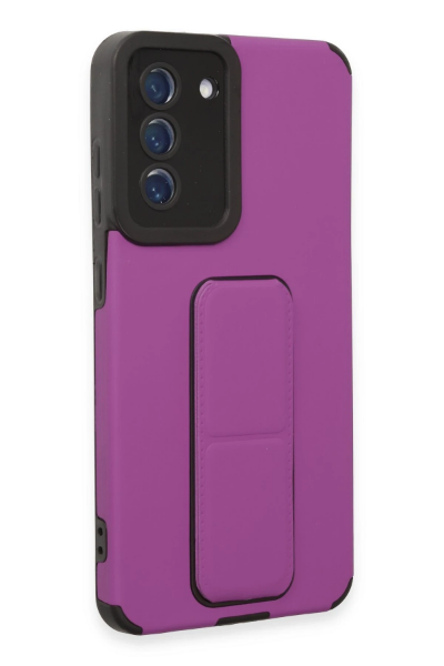 Newface Samsung Galaxy S21 FE Kılıf Mega Standlı Silikon - Mor resmi