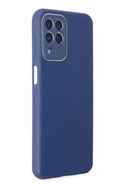 Newface Samsung Galaxy M33 Kılıf Glass Kapak - Lacivert resmi