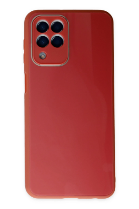 Newface Samsung Galaxy M33 Kılıf Glass Kapak - Bordo resmi