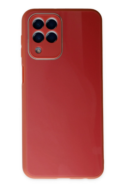 Newface Samsung Galaxy M33 Kılıf Glass Kapak - Bordo resmi