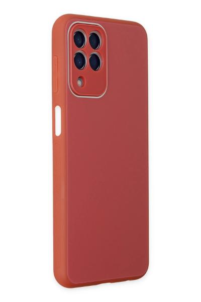 Newface Samsung Galaxy M33 Kılıf Glass Kapak - Bordo resmi