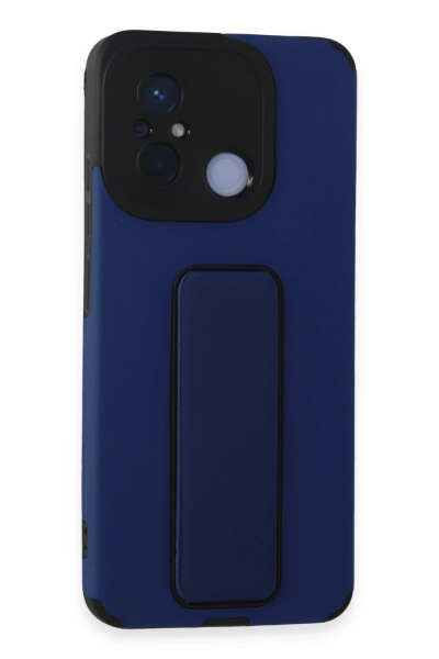 Newface Xiaomi Redmi 12C Kılıf Mega Standlı Silikon - Mavi resmi