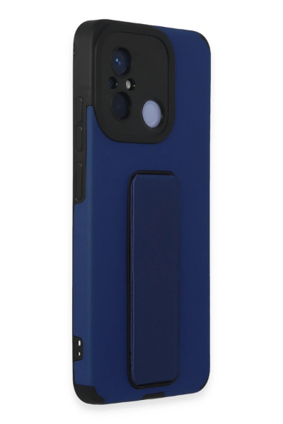 Newface Xiaomi Redmi 12C Kılıf Mega Standlı Silikon - Mavi resmi