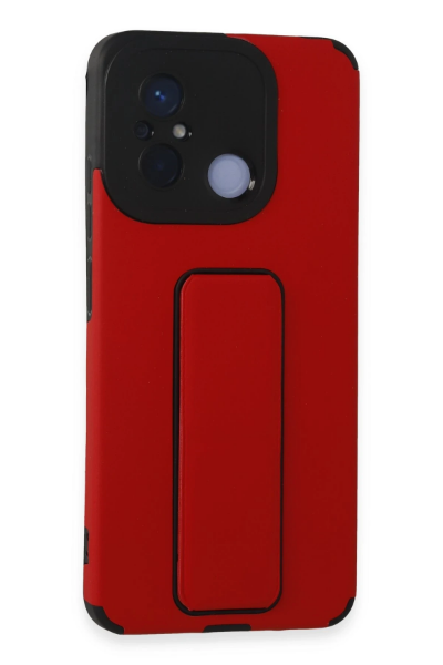 Newface Xiaomi Redmi 12C Kılıf Mega Standlı Silikon - Kırmızı resmi
