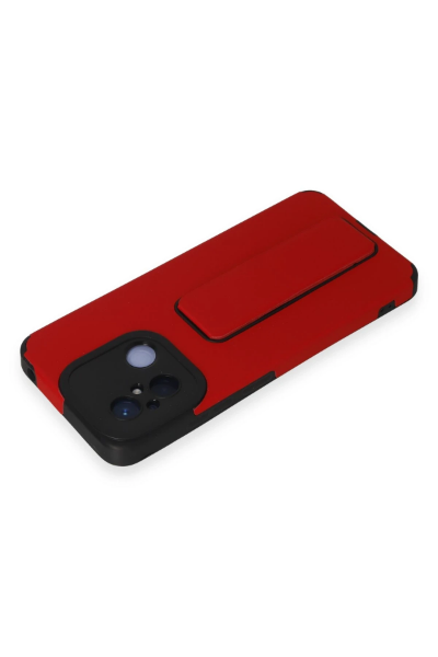 Newface Xiaomi Redmi 12C Kılıf Mega Standlı Silikon - Kırmızı resmi