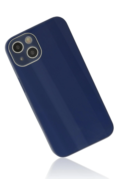 Newface iPhone 14 Plus Kılıf Glass Kapak - Lacivert resmi