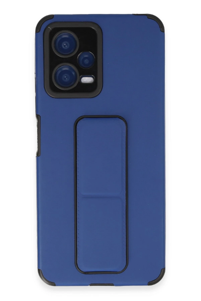 Newface Xiaomi Poco X5 5G Kılıf Mega Standlı Silikon - Mavi resmi