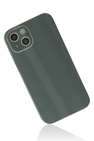 Newface iPhone 14 Plus Kılıf Glass Kapak - Koyu Yeşil resmi