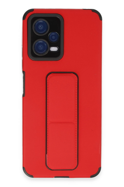 Newface Xiaomi Poco X5 5G Kılıf Mega Standlı Silikon - Kırmızı resmi