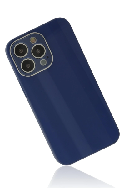Newface iPhone 14 Pro Kılıf Glass Kapak - Lacivert resmi
