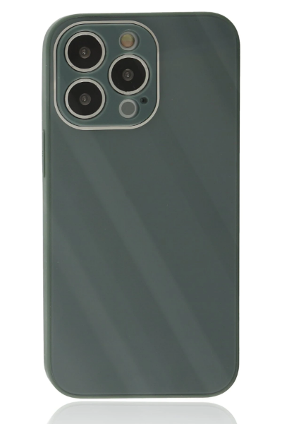 Newface iPhone 14 Pro Kılıf Glass Kapak - Koyu Yeşil resmi