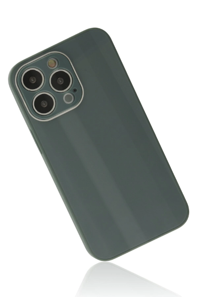 Newface iPhone 14 Pro Kılıf Glass Kapak - Koyu Yeşil resmi