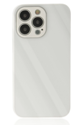 Newface iPhone 14 Pro Max Kılıf Glass Kapak - Beyaz resmi