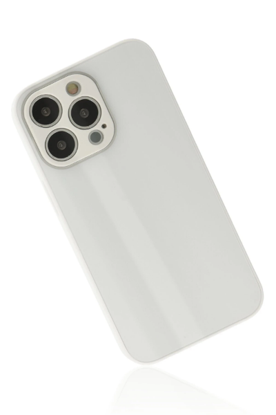 Newface iPhone 14 Pro Max Kılıf Glass Kapak - Beyaz resmi