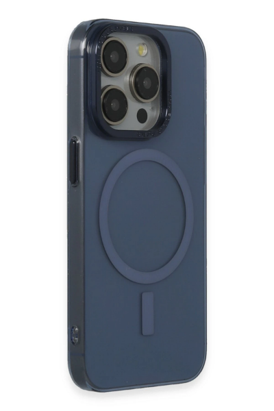 Newface iPhone 15 Pro Kılıf Anka PC Magneticsafe Sert Metal Kapak - Lacivert resmi