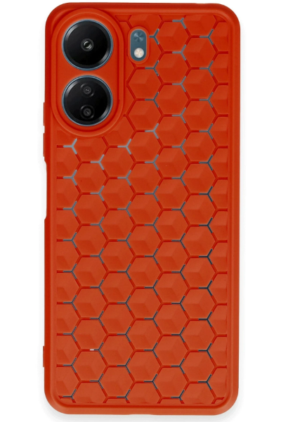 Newface Xiaomi Redmi 13C Kılıf Petek Silikon Kapak - Kırmızı resmi
