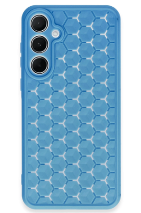 Newface Samsung Galaxy A25 5G Kılıf Petek Silikon Kapak - Mavi resmi