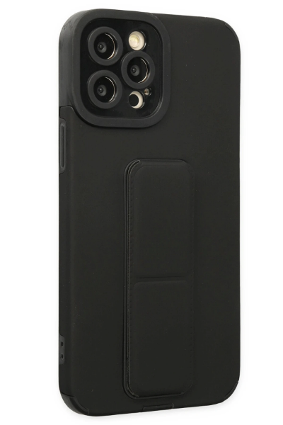 Newface iPhone 12 Pro Kılıf Mega Standlı Silikon - Siyah resmi
