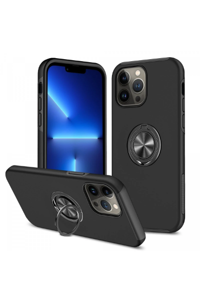 Newface iPhone 13 Pro Kılıf Elit Yüzüklü Kapak - Siyah resmi
