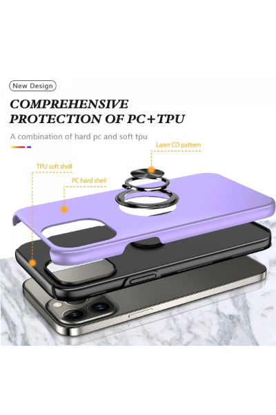 Newface iPhone 13 Pro Kılıf Elit Yüzüklü Kapak - Mor resmi