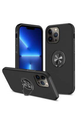 Newface iPhone 13 Pro Max Kılıf Elit Yüzüklü Kapak - Siyah resmi