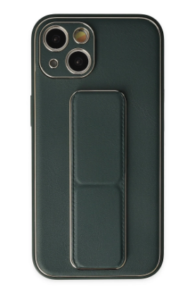 Newface iPhone 14 Plus Kılıf Coco Deri Standlı Kapak - Yeşil resmi
