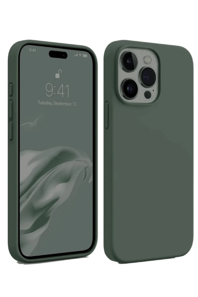 Newface iPhone 15 Pro Kılıf First Silikon - Koyu Yeşil resmi
