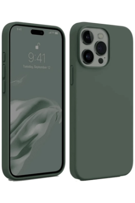 Newface iPhone 15 Pro Max Kılıf First Silikon - Koyu Yeşil resmi