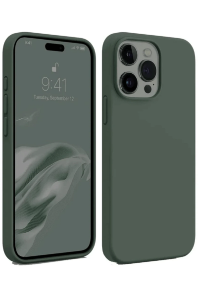 Newface iPhone 15 Pro Max Kılıf First Silikon - Koyu Yeşil resmi