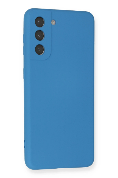 Newface Samsung Galaxy S21 Kılıf Nano içi Kadife Silikon - Mavi resmi