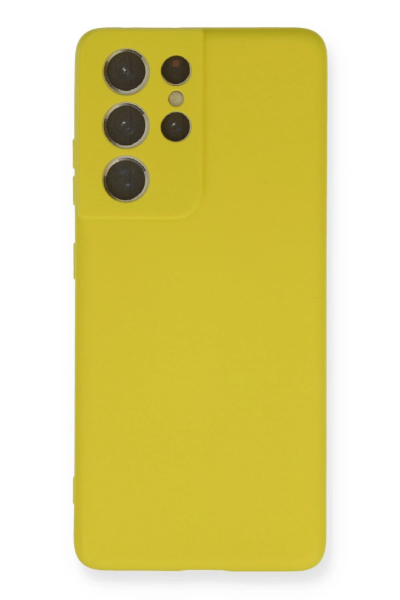 Newface Samsung Galaxy S21 Ultra Kılıf Nano içi Kadife Silikon - Sarı resmi