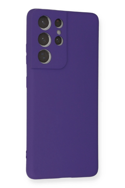 Newface Samsung Galaxy S21 Ultra Kılıf Nano içi Kadife Silikon - Mor resmi