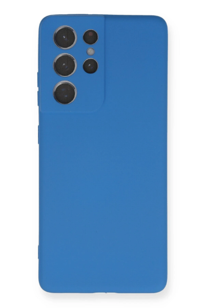 Newface Samsung Galaxy S21 Ultra Kılıf Nano içi Kadife Silikon - Mavi resmi