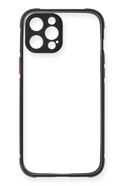 Newface iPhone 12 Kılıf Miami Şeffaf Silikon - Siyah resmi