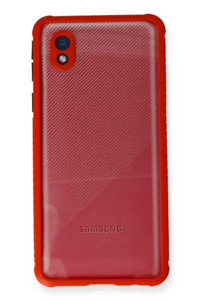 Newface Samsung Galaxy A01 Core Kılıf Miami Şeffaf Silikon - Kırmızı resmi