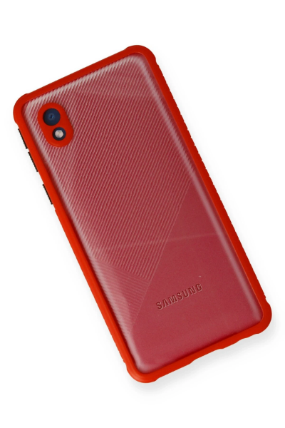 Newface Samsung Galaxy A01 Core Kılıf Miami Şeffaf Silikon - Kırmızı resmi