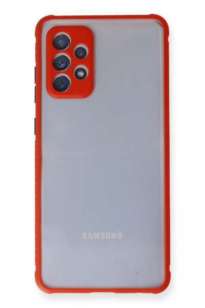 Newface Samsung Galaxy A72 Kılıf Miami Şeffaf Silikon - Kırmızı resmi