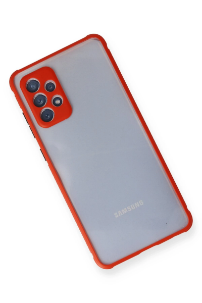 Newface Samsung Galaxy A72 Kılıf Miami Şeffaf Silikon - Kırmızı resmi