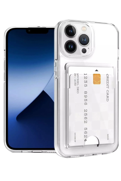 Newface iPhone 15 Pro Max Kılıf Kart Şeffaf Silikon - Şeffaf resmi