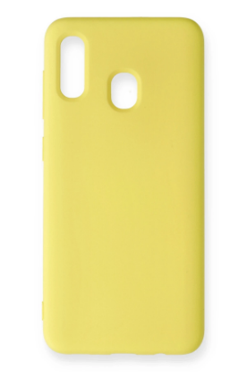 Newface Samsung Galaxy A20 Kılıf Nano içi Kadife Silikon - Sarı resmi