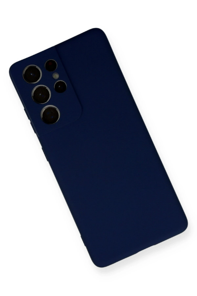 Newface Samsung Galaxy S21 Ultra Kılıf Nano içi Kadife Silikon - Lacivert resmi