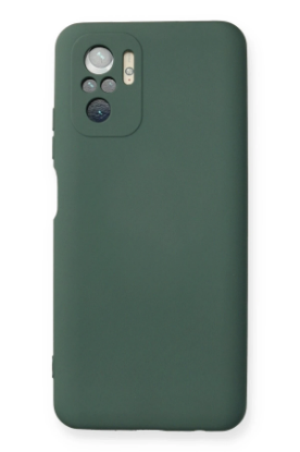 Newface Xiaomi Redmi Note 10 Kılıf Nano içi Kadife Silikon - Koyu Yeşil resmi