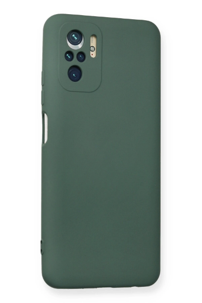 Newface Xiaomi Redmi Note 10 Kılıf Nano içi Kadife Silikon - Koyu Yeşil resmi