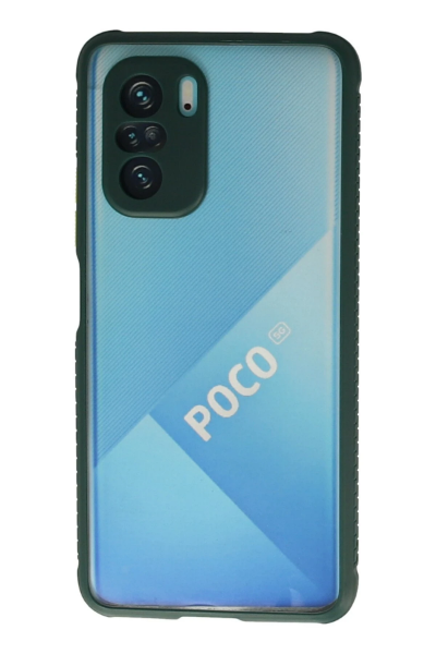 Newface Xiaomi Poco F3 Kılıf Miami Şeffaf Silikon - Koyu Yeşil resmi
