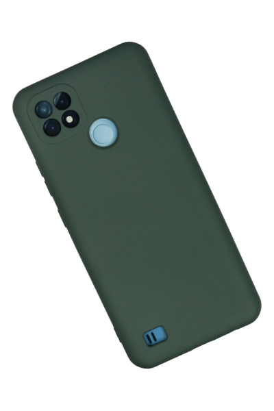 Newface Realme C21 Kılıf Nano içi Kadife Silikon - Koyu Yeşil resmi