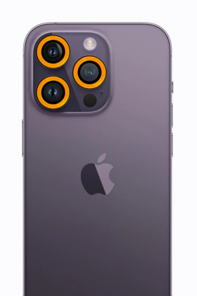 Newface iPhone 12 Pro Max Neon Fosforlu Kamera Lens - Sarı resmi